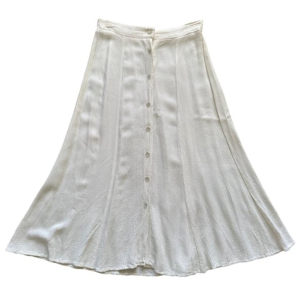 Petite Sophisticate Womens white crepe decorative button-downpanel skirt Size Sm - Picture 1 of 9
